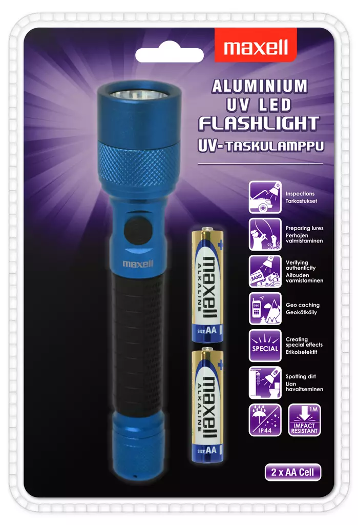Maxell UV-taskulamppu 2xAA - Taskulamput - 303767 - 1