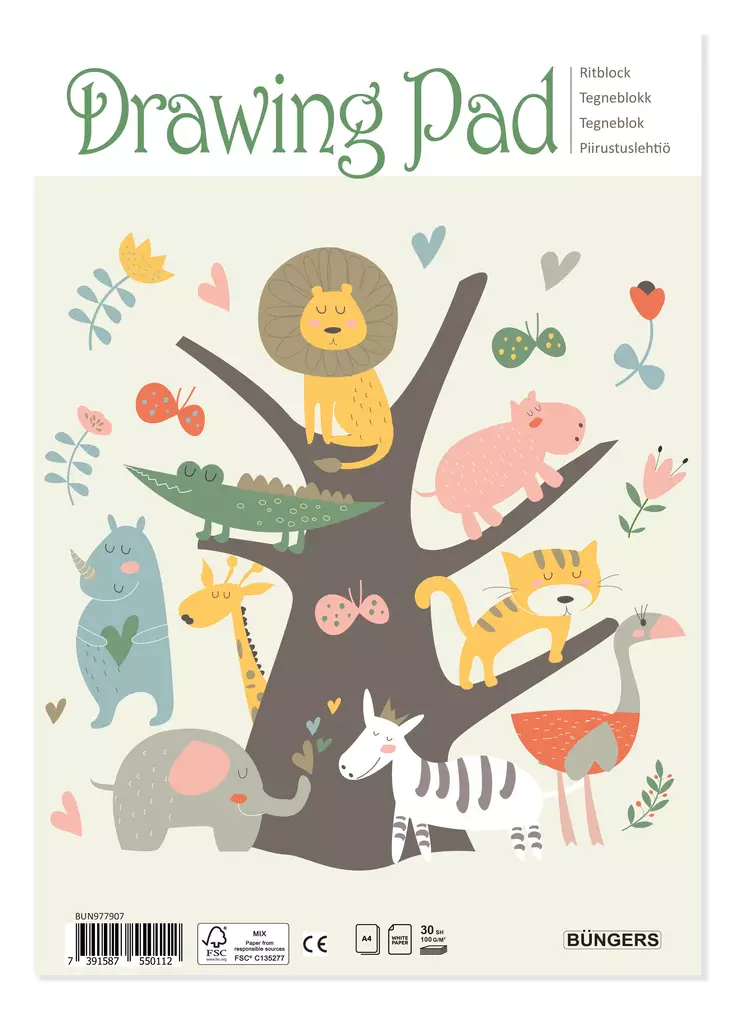 Piirustuslehtiö "Kids" 100gr A4/30 - Vihkot ja lehtiöt - BUN977907 - 1