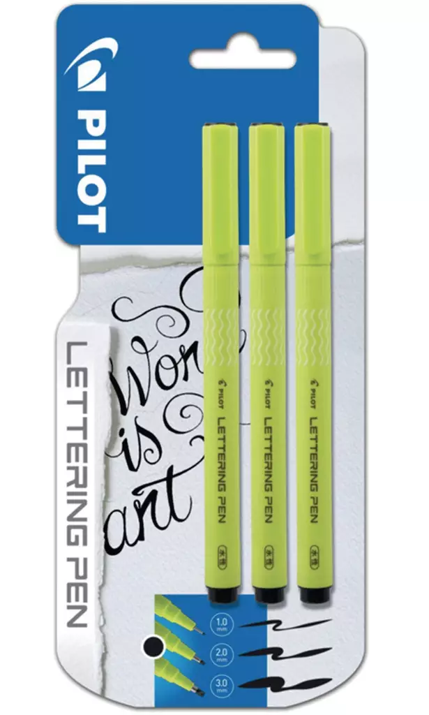 Pilot kalligrafiakynä 1, 2, 3mm musta, 1 kpl=3 kynää - Merkkauskynät, -tussit - 298977 - 1