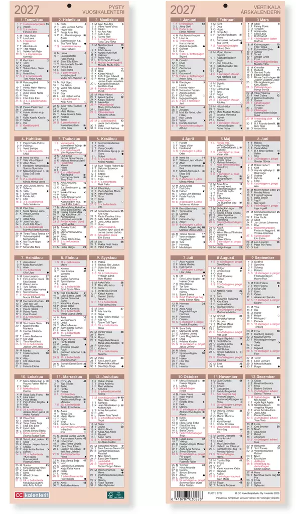 Pysty vuosikalenteri 2027 - Taulukkoalmanakat - 6707 - 1