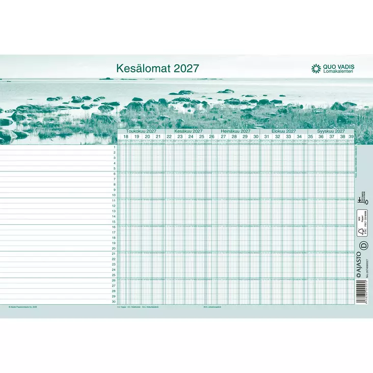 Quo Vadis -lomakalenteri 2027-2028 - Seinäkalenterit - 2674680027 - 1