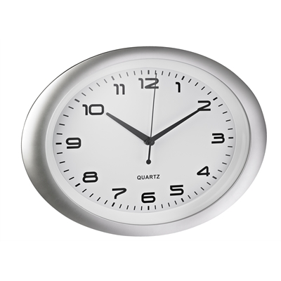 Seinäkello ALCO 186 ovaali 40 cm hopea - Kellot - 266557 - 1