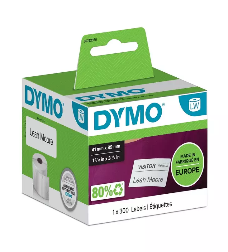 Tarra Dymo LW 89x41mm nimilappu/300 irrotettava - Dymo tarrakirjoittimet ja tarrateipit - 254077 - 2