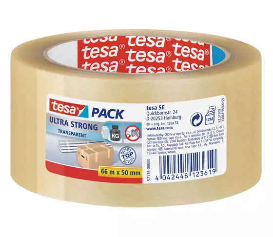 TESA 57176 PAKK.TEIPPI PVC 50MMX66M KIRK - Huomio- ja pakkausteipit - 70277 - 1