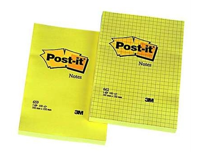 Viestilappu Post-it 659 102X152mm keltainen - Viestilaput, muistilaput, kuutiot - 236647 - 1