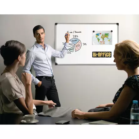 Bi-Office Maya W valkotaulu magneettinen 150 x 100cm - Lasi,valko,pellava,korkki,fläppi,-taulut - CR0901178 - 2