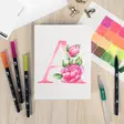 Tombow Watercoloring Canvas set Floral Letters - Siveltimet ja maalaustarvikkeet - TOM15048 - 3