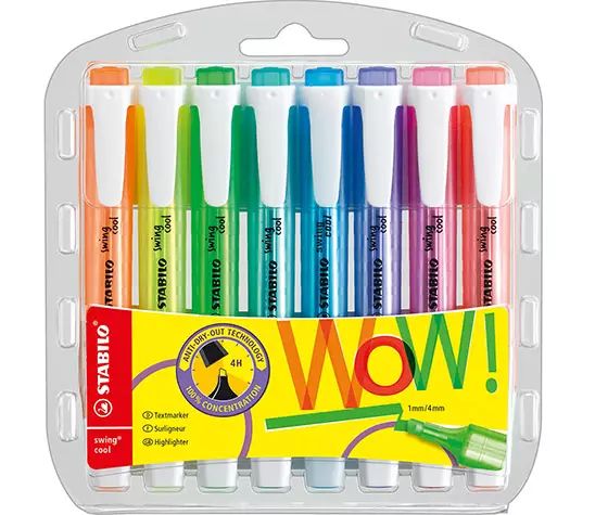 Korostuskynä Stabilo Swing Cool värilajitelma 8 kpl - Korostuskynät - 75108 - 1