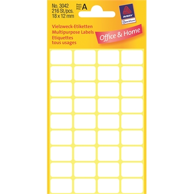 Etiketti Avery 3042 18X12/216kpl - Tarra-etiketit - 225608 - 2