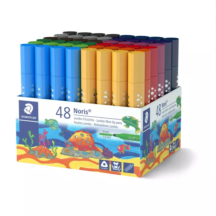 Fibre tip pen Noris triangular jumbo 3,0mm ass (48) - Värityskynät - STA328BKP48 - 1