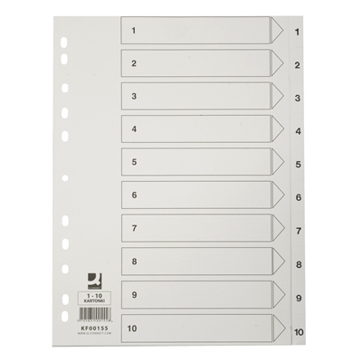 Hakemisto Q-Connect A4 1-10 kartonki valkoinen - Hakemistot, rekisterit - 218478 - 2