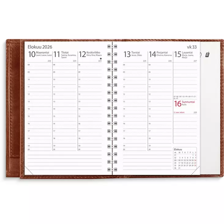 Kalenteri 2026 Exclusive lompakko ruskea nahka - Taskukalenterit - 398008 - 1