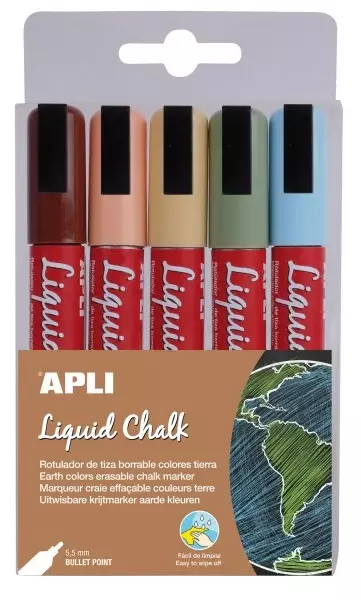 Liitutaulukynä pyö-5,5mm 5 mattaväriä - Lasitaulutussit, liidut - 153688 - 1