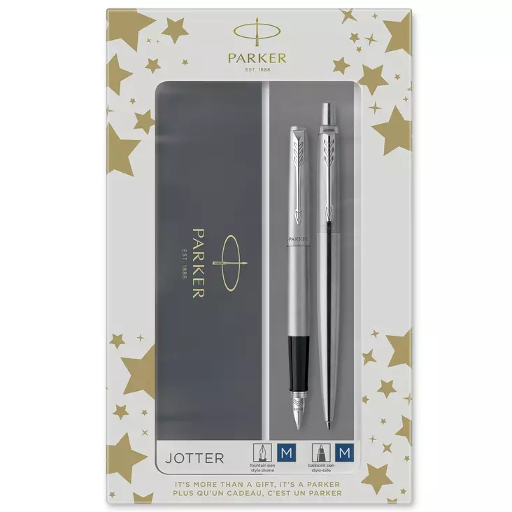 Parker Duoset Jotter 77 % kierrätetystä CT-kuulakärkikynä ja täytekynä - Kuivamustekynät - 2093258 - 1