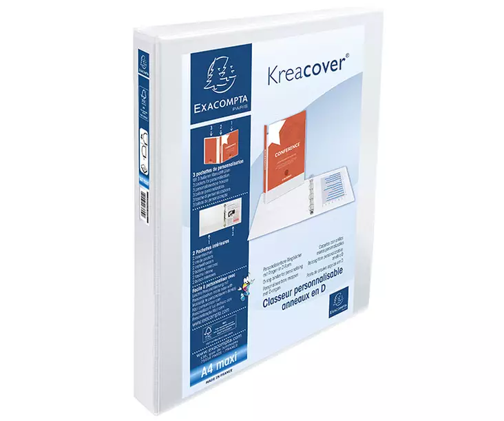 Projektiokansio PP A4/47mm 4D-renkainen valkoinen - Mapit - 13348 - 1