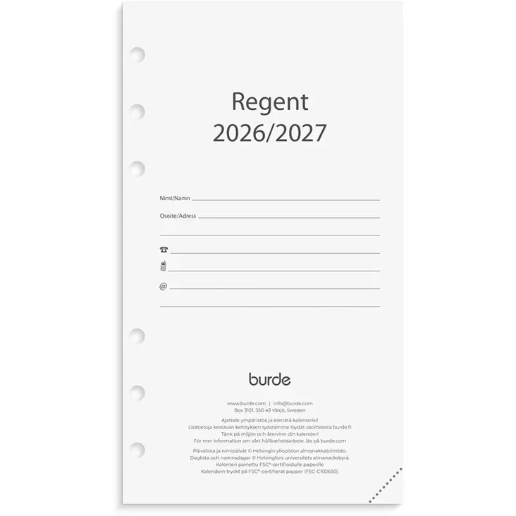 Regent kalenteripaketti 18 kk 26/27 - Järjestelmäkalenterit - 10228 - 1