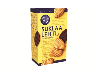 Suklaakeksi Fazer Suklaalehti 185 g - vähälaktoosinen, säilöntä- ja väriaineeton suklaakeksi - Makeat keksit - 269258 - 1