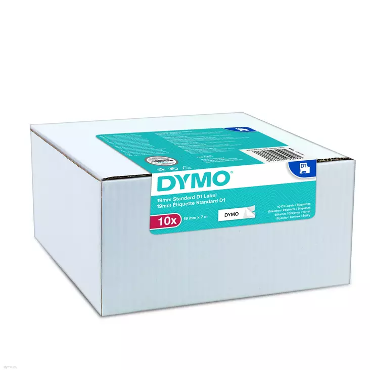 Tape D1 19mmx7m black/white 10kpl - Dymo tarrakirjoittimet ja tarrateipit - 2093098 - 1