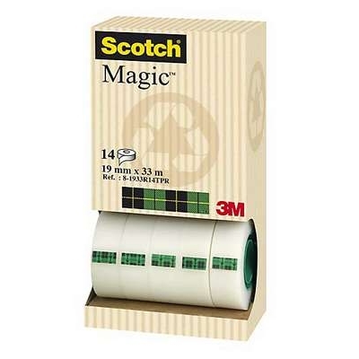 Teippi Scotch Magic 810 19mm x 33m/14 kpl hyllypakkaus - Toimistoteipit, teipinkatkojat - 58116 - 1