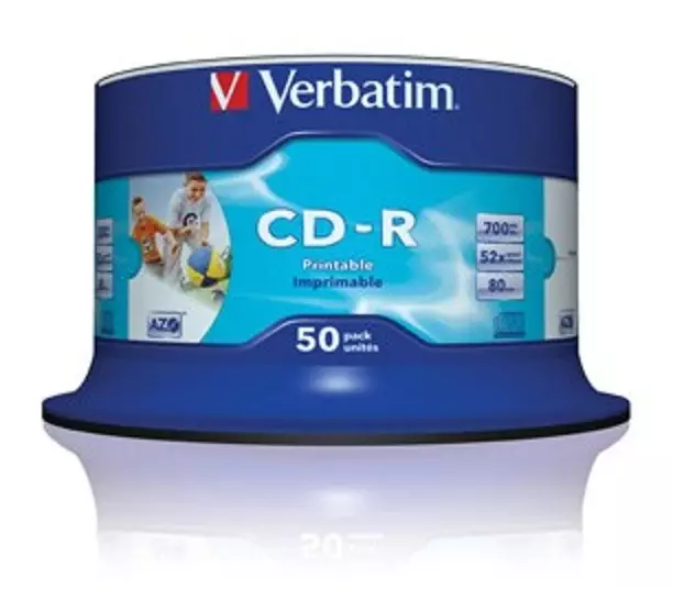 Verbatim CD-R Printable 50kpl spindle - Muistitikut, CD-, DVD-levyt - 43438 - 1