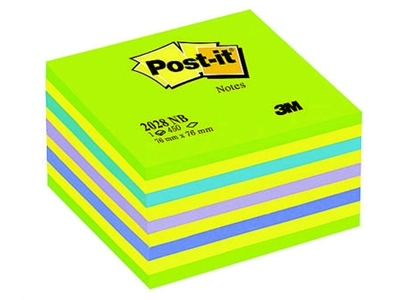 Viestilappukuutio Post-it 2028 76X76mm neonvihreä - Viestilaput, muistilaput, kuutiot - 236508 - 1