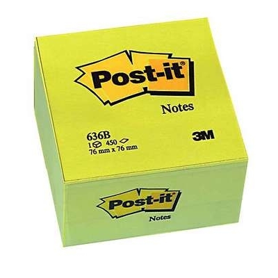Viestilappukuutio Post-it 636-B 76X76mm keltainen - Viestilaput, muistilaput, kuutiot - 236538 - 1