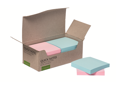 Viestilappu Q-Connect Eko 76x76mm pastelli/12 kpl pkt - Viestilaput, muistilaput, kuutiot - 236868 - 1
