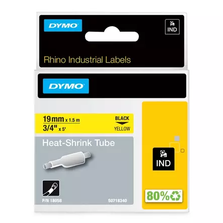 Kutistesukka DYMO Rhino Industrial Label 18058 19 mm keltainen - Dymo tarrakirjoittimet ja tarrateipit - 67499 - 1