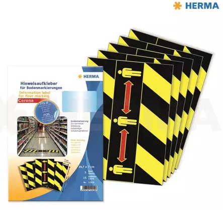 Herma lattiamerkintätarra "Pidä suojaetäisyys" musta/keltainen 5kpl - Säänkestävät tarra-arkit A4 - HER12919 - 1