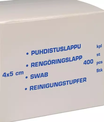 Ihonpuhdistuslappu 4x5cm irrallinen rasiassa 400kpl - Ensiapu, työsuojaus ja työterveys - 17769 - 2