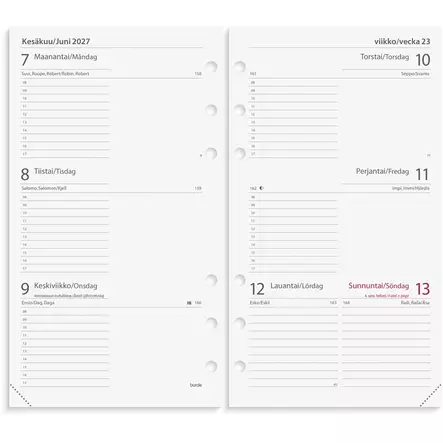 Järjestelmäkalenteri Regent 2027 musta keinonahka - Järjestelmäkalenterit - 10229 - 2