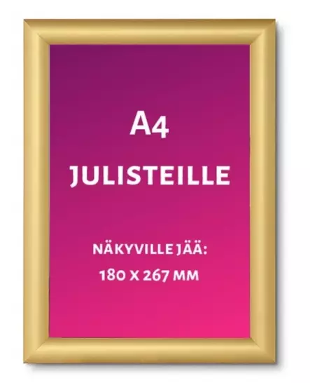 Julistekehys A4/25mm kääntökehys, Kulta, 210x297mm - Infotaskut, julistekehykset - 160069 - 1