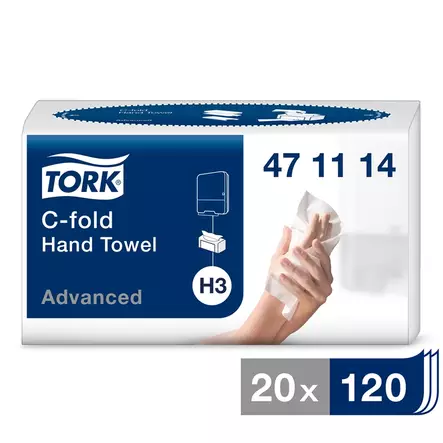Käsipyyhe TORK Advanced H3 C-taitto Valk, 2-krs, 24x27,5cm, 2400ark/säk - Käsipyyhkeet - 753299 - 2