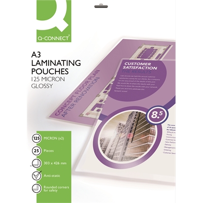 Laminointitasku Q-Connect A3 125mic/25kpl - Kuumalaminointitaskut - 299419 - 2