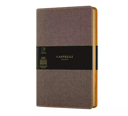 Muistikirja Castelli 13x21cm ruudut Harris Tobacco Brown - Muisti- ja konttorikirjat - 11649 - 1
