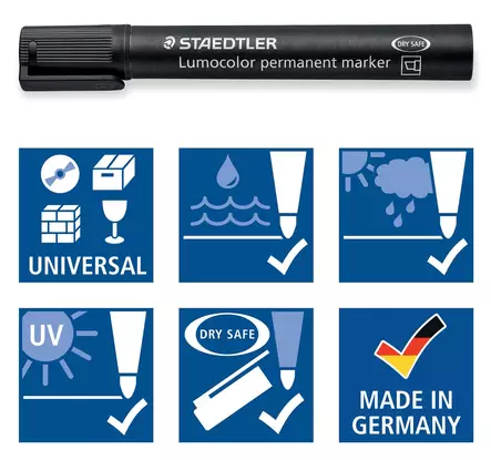 Staedtler Lumocolor 350 huopakynä viisto 2-5 mm permanent musta - Merkkauskynät, -tussit - STA350-9 - 2