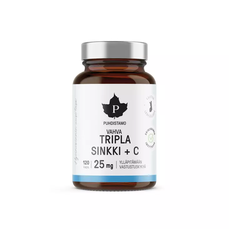 Puhdistamo Tripla Sinkki + C 25 mg - 120 kaps - Vitamiinit - 000149 - 1