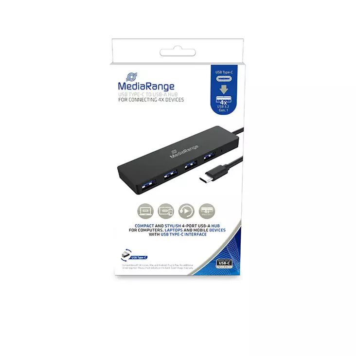 Hub MediaRange USB-C to 4 x USB A 3.0 - USB-tuotteet - 18309 - 1