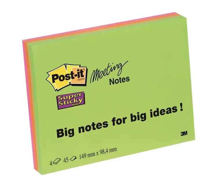 Post-it® Super Sticky viestilappu A6 värilajitelma, 4 nidettä - Viestilaput, muistilaput, kuutiot - 7100235019 - 1