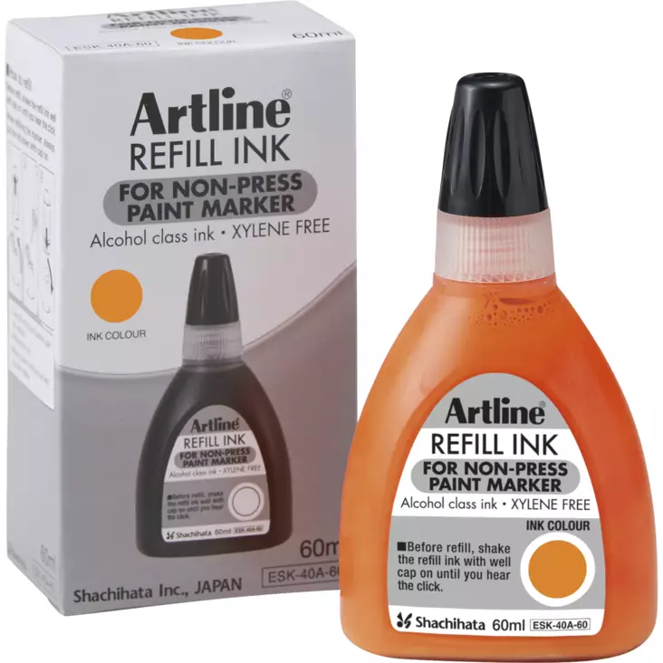 Artline Non-press 437A täyttömuste 60ml oranssi - Merkkauskynät, -tussit - ART406009 - 1