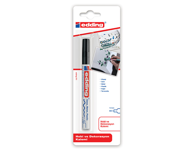 EDDING 751 PAINT MARKER 1-2MM MUSTA BLIS - Lasitaulutussit, liidut - 67609 - 1