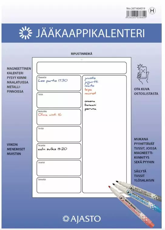 Ajasto Jääkaappikalenteri 2026 210 x 297 mm - Seinäkalenterit - 2671604019 - 4