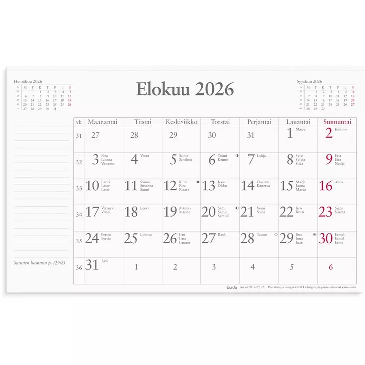 Kalenteri 2026 Kuukausikalenteri (refill) - Pöytäkalenterit - 398119 - 1