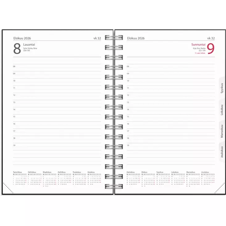 Kalenteri 2026 Päiväkirja Textile musta - Pöytäkalenterit - 398029 - 1