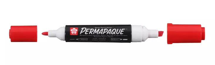 Merkkauskynä Sakura Permapaque kaksipäinen punainen - Merkkauskynät, -tussit - XZPKTN19 - 1