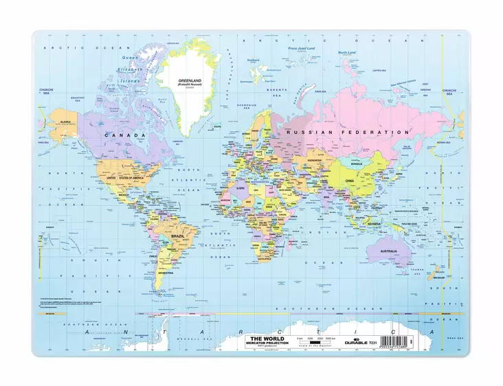 Kirjoitusalusta Maailmakartalla 50x38cm PP - Kirjoitusalustat - 723119 - 1