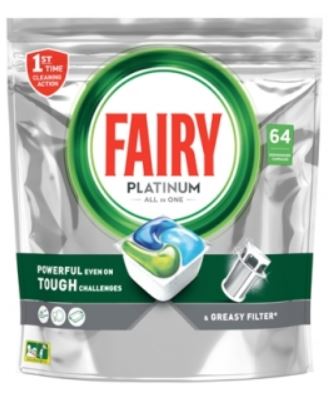 Konetiskitabletti FAIRY Platinum All in One, 64kpl/pkt - Astianpesu - 278209 - 2