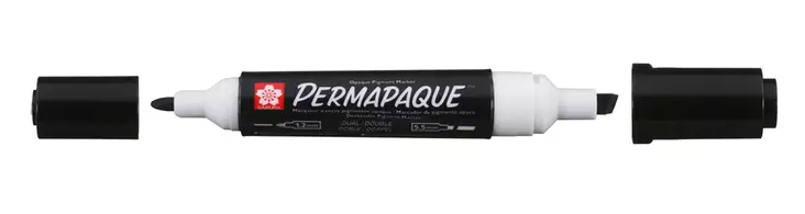 Merkkauskynä Sakura Permapaque kaksipäinen musta - Merkkauskynät, -tussit - XZPKTN49 - 1