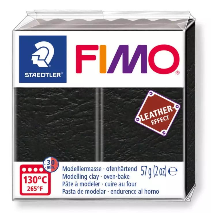 Muovailuvaha nahkaefekti FIMO 57g musta - Muovailuvahat - 8010-909 - 1