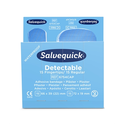 Muovi- ja sormenpäälaastari Salvequick 6754 sininen 6x30kpl - Ensiapu, työsuojaus ja työterveys - 270039 - 1